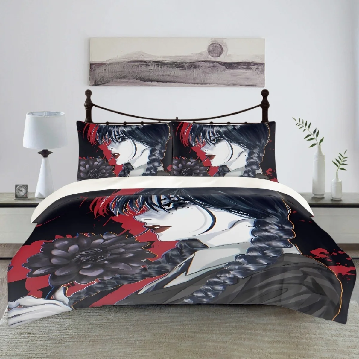 

TOADDMOS Wednesday Gothic Girl Duvet Cover Fashion Comforter Bedding Sets Soft Quilt Cover Pillowcases for Teens Boys Home Gift