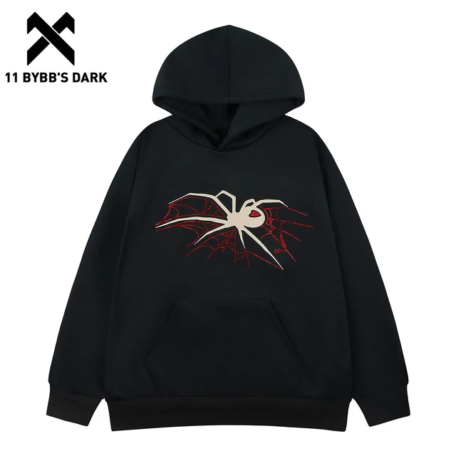 11 BYBB'S DARK Spider Hotfix Rhinestones Print Hoodie 2024 Hot Selling Casual Hoodies Spring Autumn Sweatshirt Men Women Hoodie 1