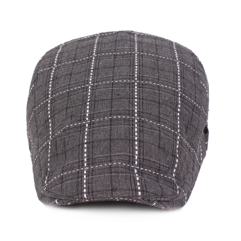 Men's Plaid Retro Beret Hat For Middle-Aged People Travel