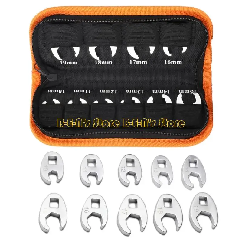 Y1AD 10Pcs 프리미엄 스틸 크로우풋 렌치 3/8'' 드라이브 10mm 19mm 기계공 및 DIY 매니아에게 이상적