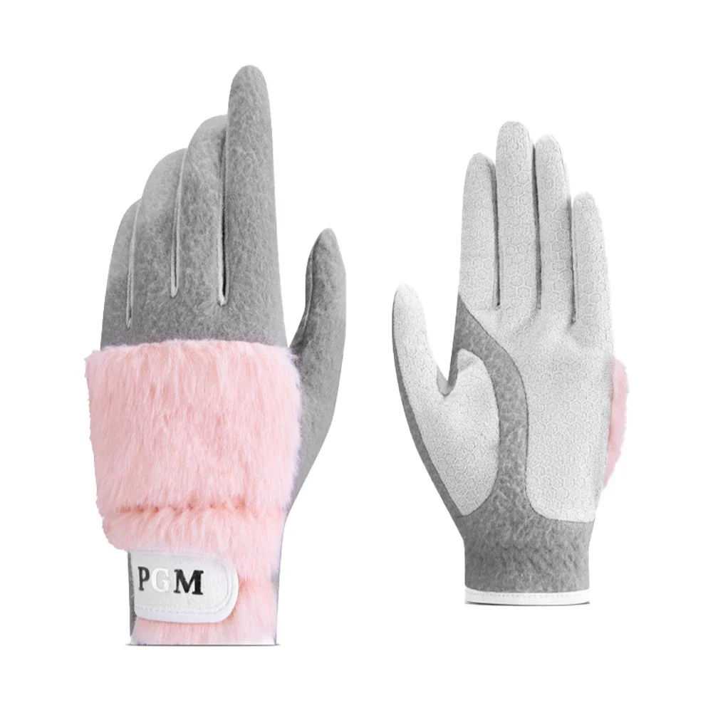 1 Pair Winter Plush Thickened Golf Gloves Ladies Anti-Slip Granules Sport Gloves Women Left and Right Hand Mittens Keep Warm