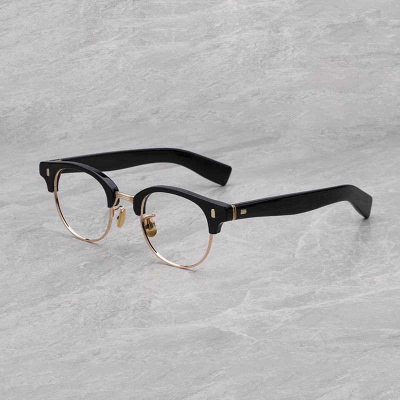 Japanese High Quality Acetate Round Eyeglasses Frames Retro Designer