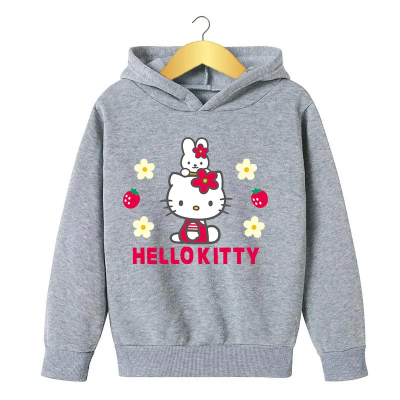 Hello Kitty Cartoon Cat And Yellow Dog Print Kids Hoodies Hello Kitty 