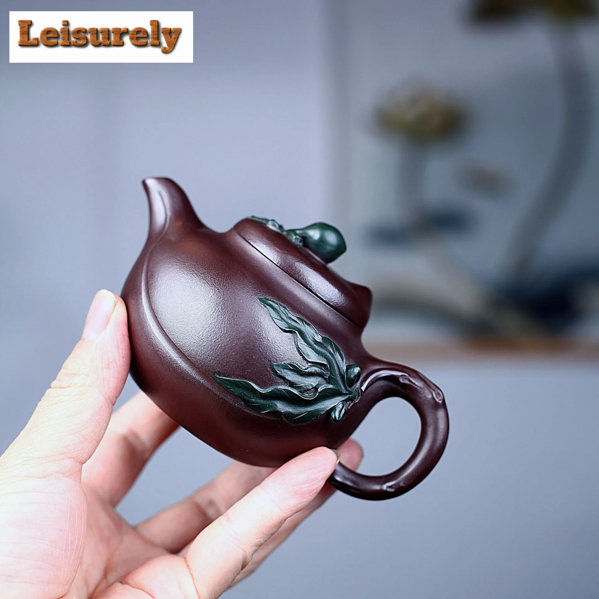 240ml High-end Yixing Purple Clay Teapots Handmade Longevity Peach Pot Raw Ore Purple Mud Tea Soaking Kettle Zisha Tea Set Craft