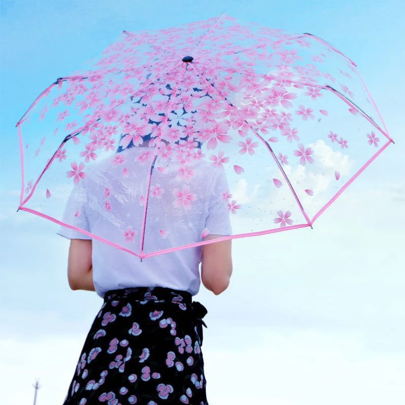 Transparent Umbrella Umbrella Folding Sun Art Fresh and Cute Manual Transparent Romantic