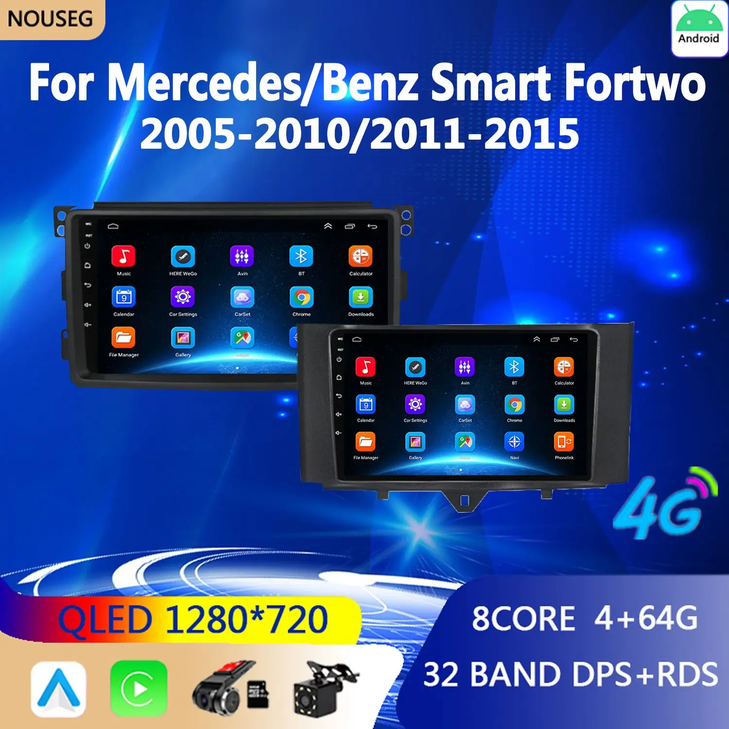 Android Autoradio 9 Zoll Für Smart Fortwo 2011-2015 - Mit Wireless CarPlay & Android Auto