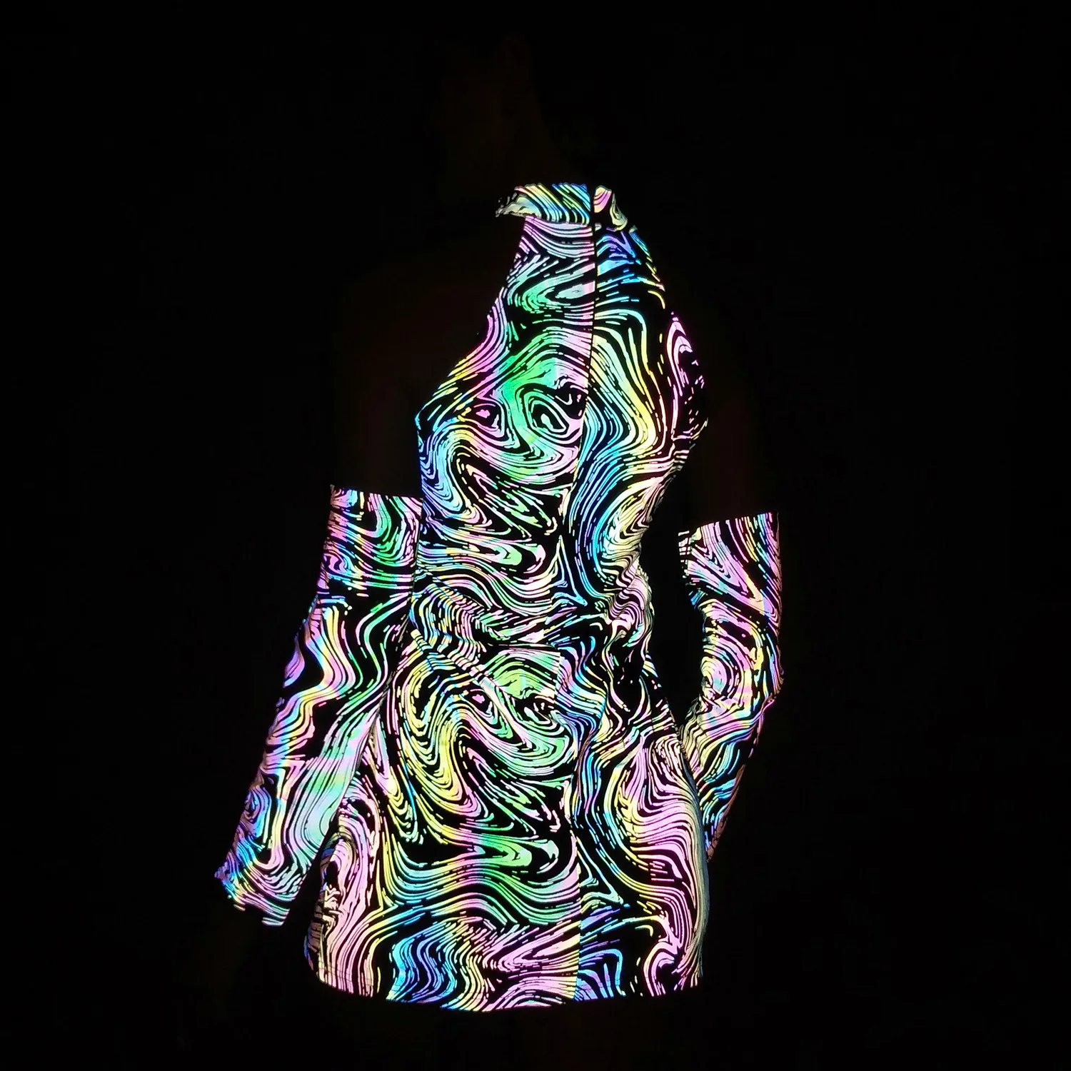 Reflective Halter Neck Dress Detachable Sleeves 19