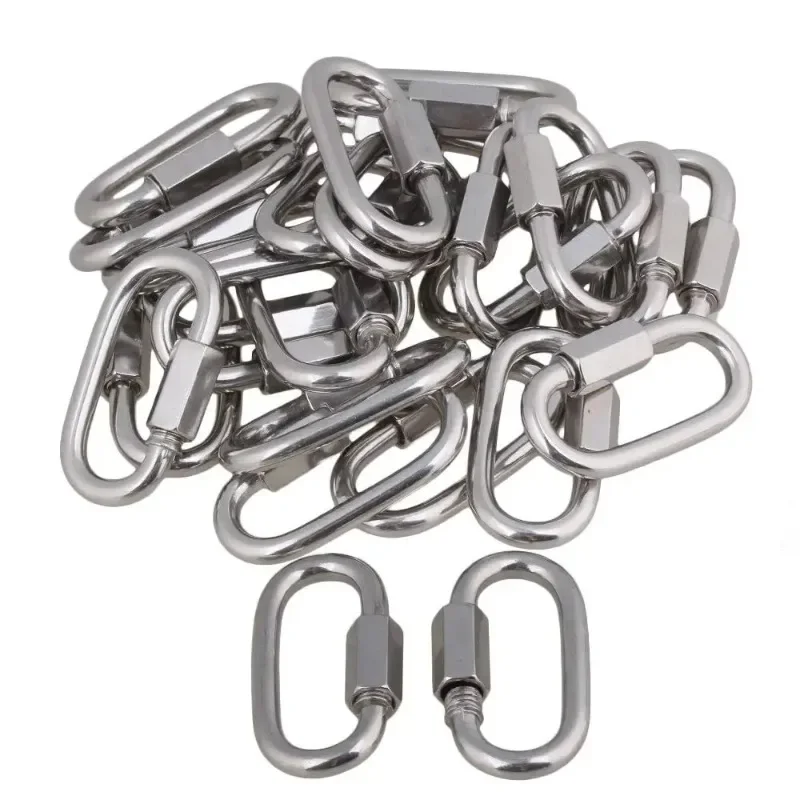 

Многофункциональный Карабин из нержавеющей стали 304, Овальный винтовой замок, быстросъемный замок, кольцевой крючок M5, Упаковка из 20