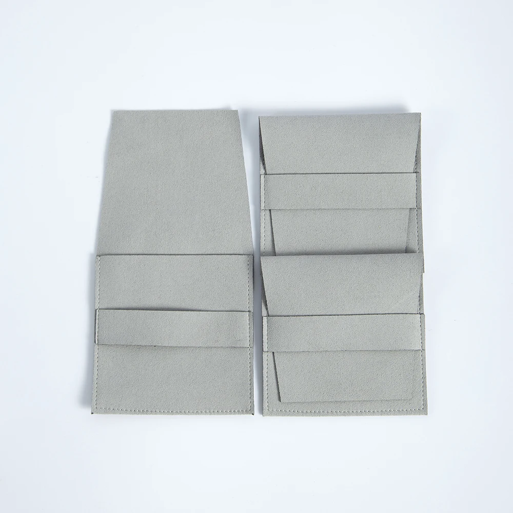 Folded Microfiber Velvet Bag Small Chic Jewelry Pouches for Wedding Ring Earrings Necklace Christmas New Year Presents Packaging