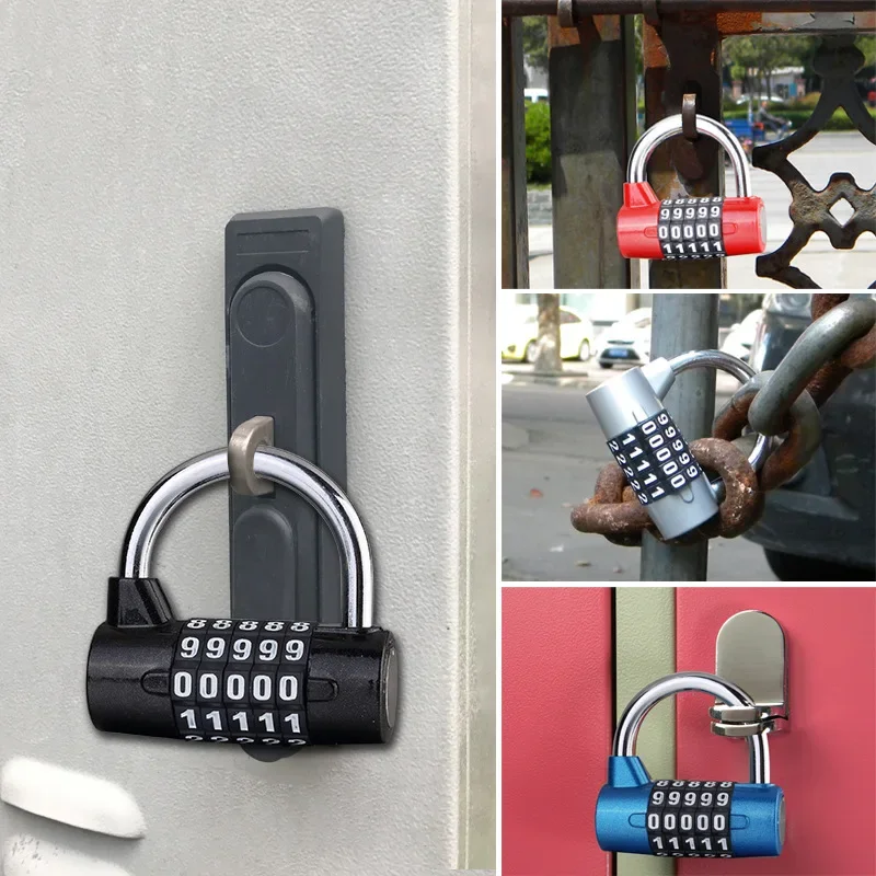Combination Door Lock 5 Digital Password Zinc Alloy Motorcycle Padlock for Locker Room Cabinet Student Drawer Bike Bolt