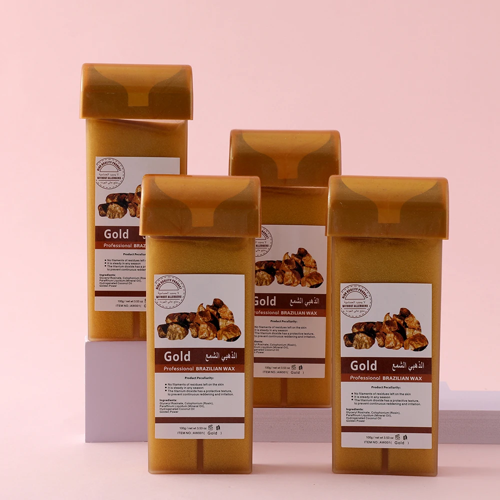 Beauty Spa quality Doll Wax roll on wax Portable 100g Heating Cartridge Warm Wax Bronze gold Hypoallergenic