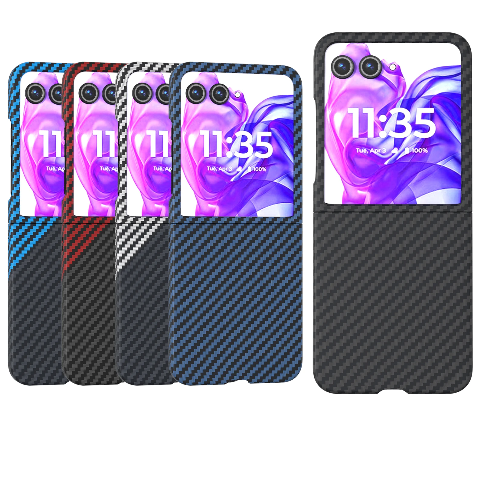 Matte Frosted Carbon Fiber Texture Decal Shell Case - Ultra-Thin Folding Protective Cover