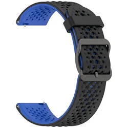 Breathable 22mm Silicone Sport Watchband Strap - Universal Fit - 22mm  C25 (Black blue)