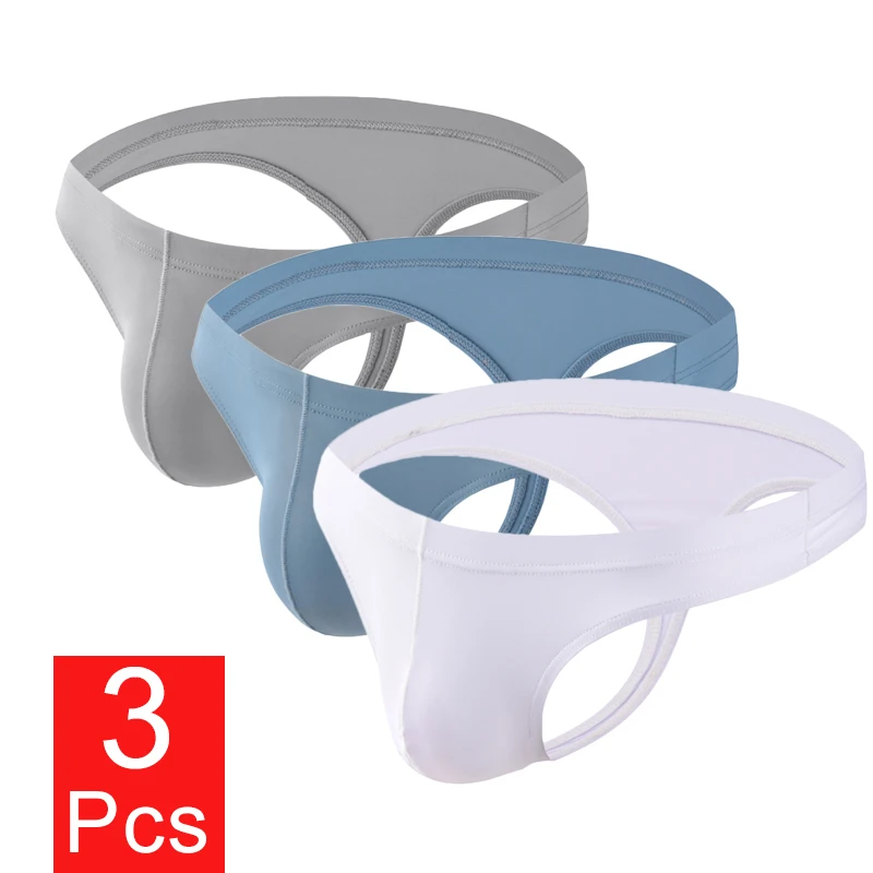 3PCS/lot Mens Underwear T-Back Briefs Sexy Breathable G-string Thong Jockstrap Ice Silk Fashion Panties Tanga Male Underpants ice silk man underwear ultra thin u pouch male thong tanga sexy low waist seamless men s solid color g strings t back panties