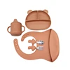 Baby Fork Spoon Plate Set With Suction Cup Children Eating Bowl Self-Practice Training Bowl Baby Complementary Tableware Set 6