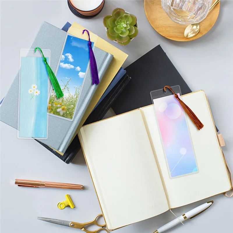 업그레이드된 투명 PVC 북마크 보호 슬리브 투명 북마크 슬리브 투명 보호 필름 웨딩 사진 스트립 슬리브