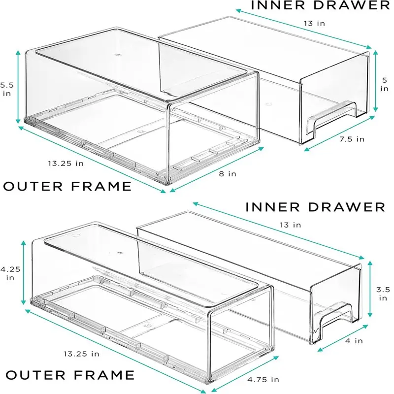 Sorbus Large Clear Stackable Pull Out Fridge Drawer