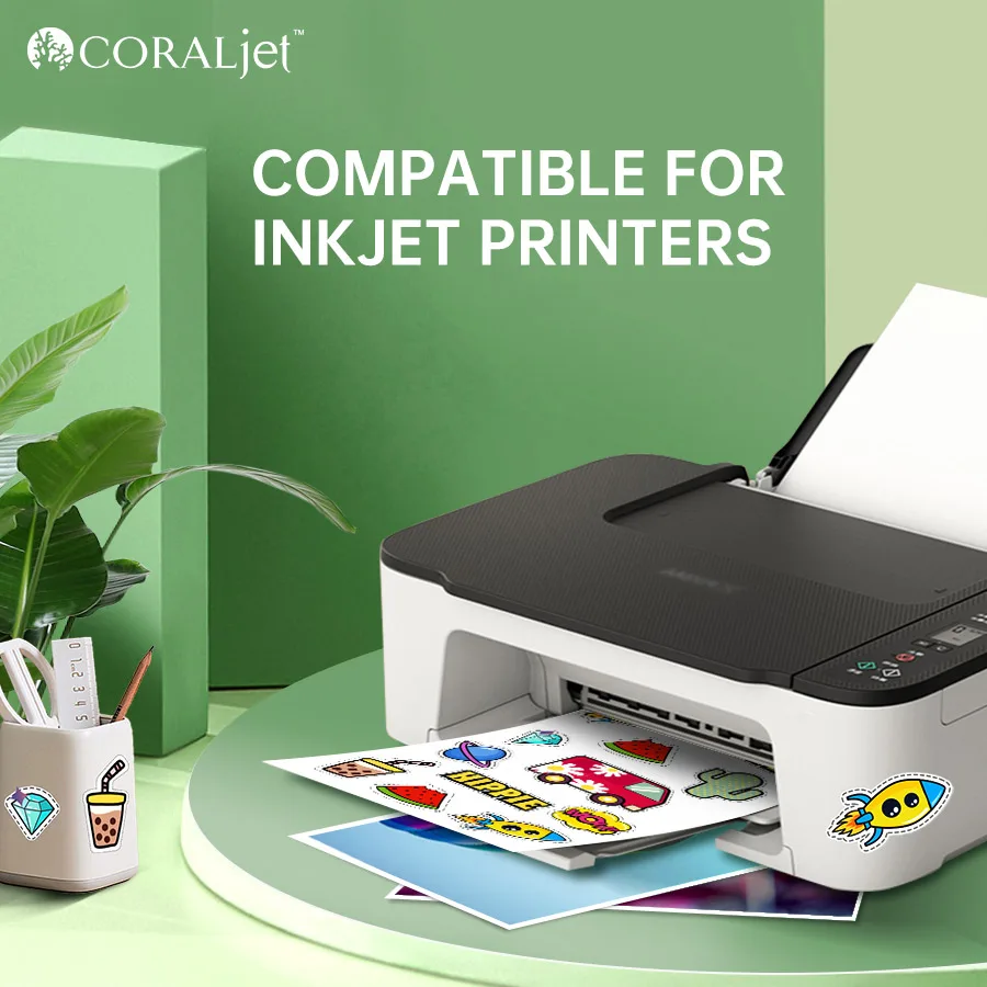 Printer Sticker Paper Coraljet 20 50 sheets 8.3"x11.7"(A4) 4x5(A6) Waterproof Self-Adhesive for Inkjet