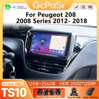 Android Auto CarPlay para Peugeot 208 2008 Serie 2012-2018 Radio de coche Sistemas inteligentes para coche Pantalla GPS Navegación Android 16 1
