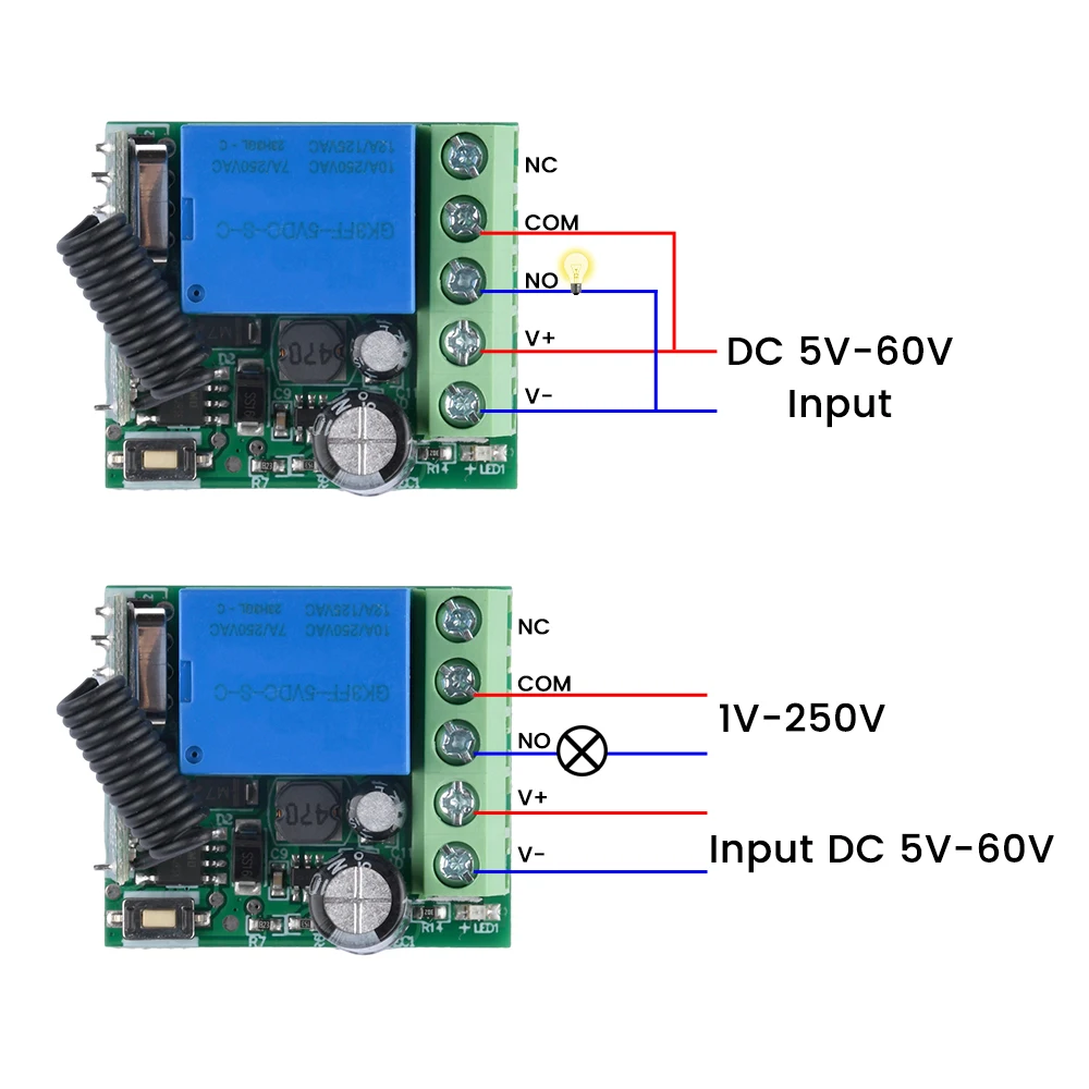 433Mhz Wireless Remote Control Switch DC5V9V12V24V60V Single Channel Attendance Access Control Machine Receiving Module Relay wireless remote control switch