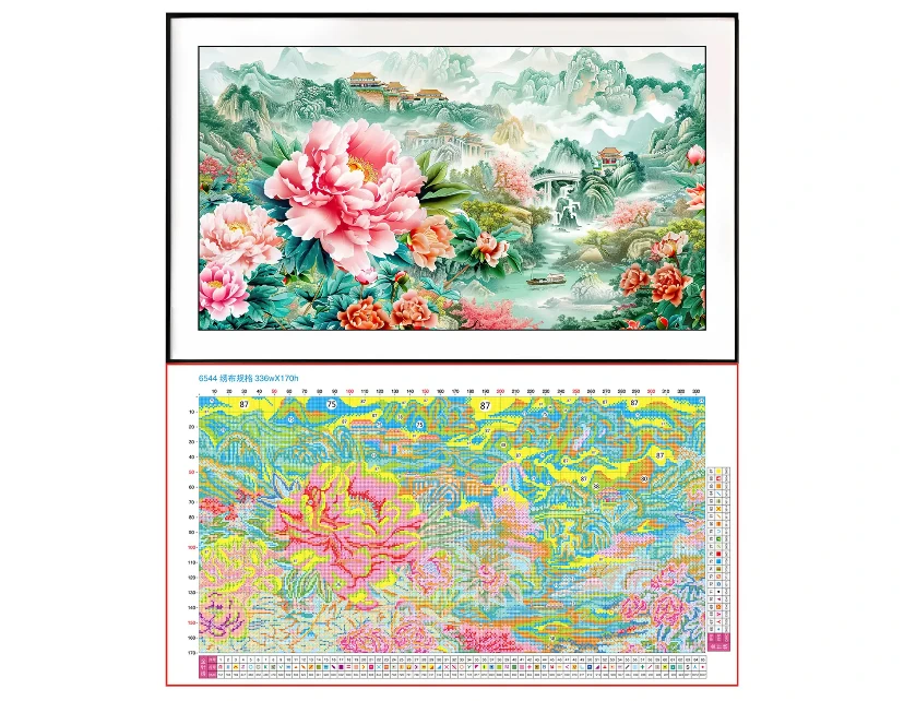 Needlework DIY Cross Stitch Set Full Embroidery Kit Printed Cross-stitch Home Wall Decor 14CT Flowers Mountains