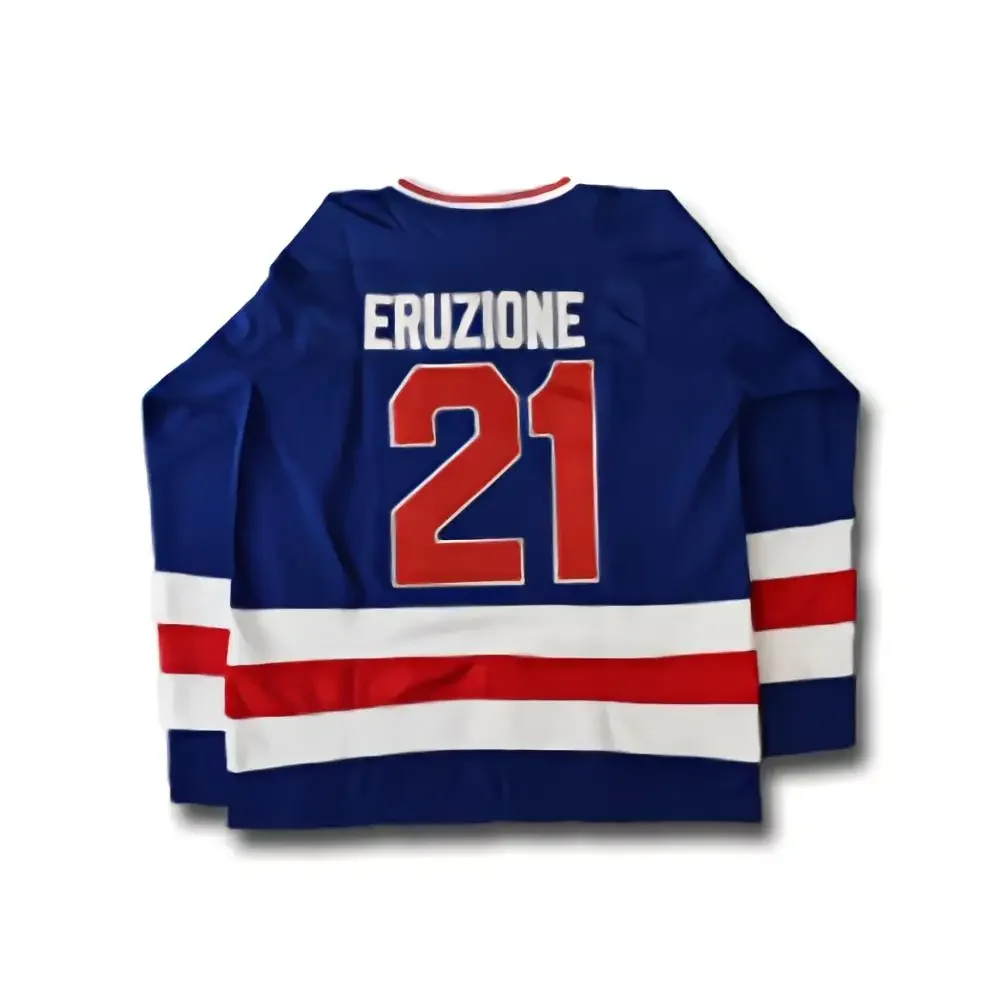 thumbnail image 1 of Camiseta de hockey sobre hielo cosida en azul y blanco del equipo de EE. UU. Miracle On Ice de 1980 con los números 30 de Jim Craig y 17 de Jack O'Callahan y 21 de Mike Eruzione, 1 of 5