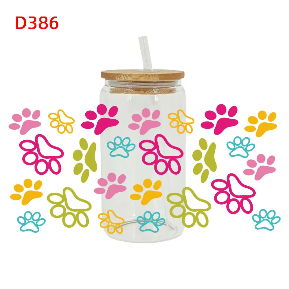 3D UV DTF Transfers Stickers 16oz Cup Wraps Animal Paw Printed For DIY Glass Ceramic Metal Leather Etc Material Surface D380