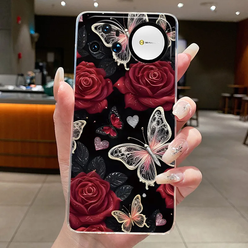 Clear Luxury Fashion Butterfly Flowers Soft TPU Phone Case