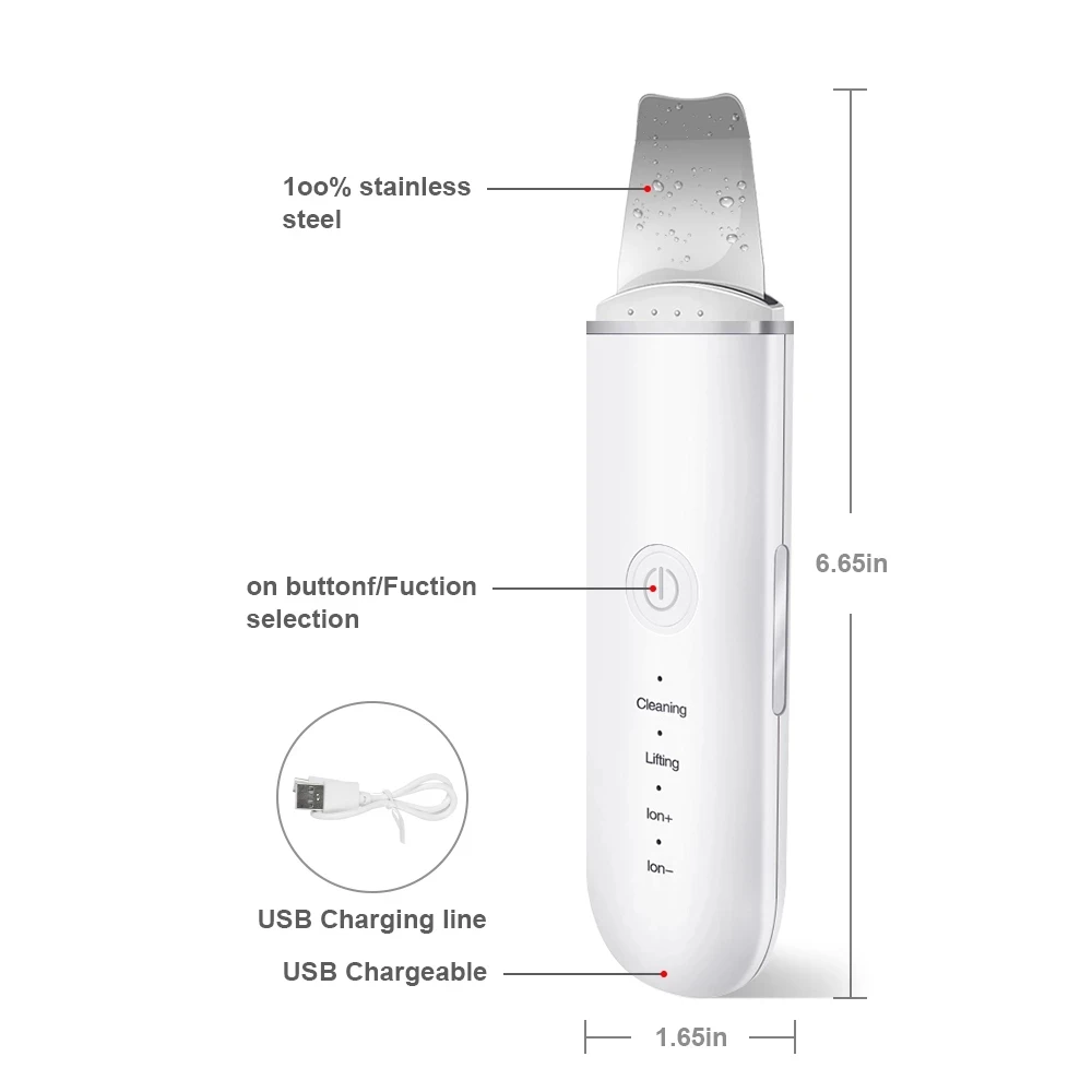 Facial Cleaner Xiaomi Youpin Ultrasonic Skin Scrubber Peeling Blackhead Remover Face Lifting Exfoliating