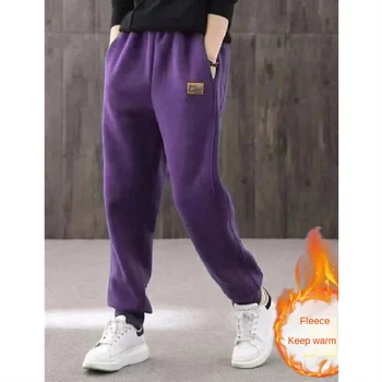 Pantaloni caldi spessi invernali pantaloni sportivi Casual per donna pantaloni Harem in lana di agnello a vita alta con Joggers con risvolto in pile 4XL 1