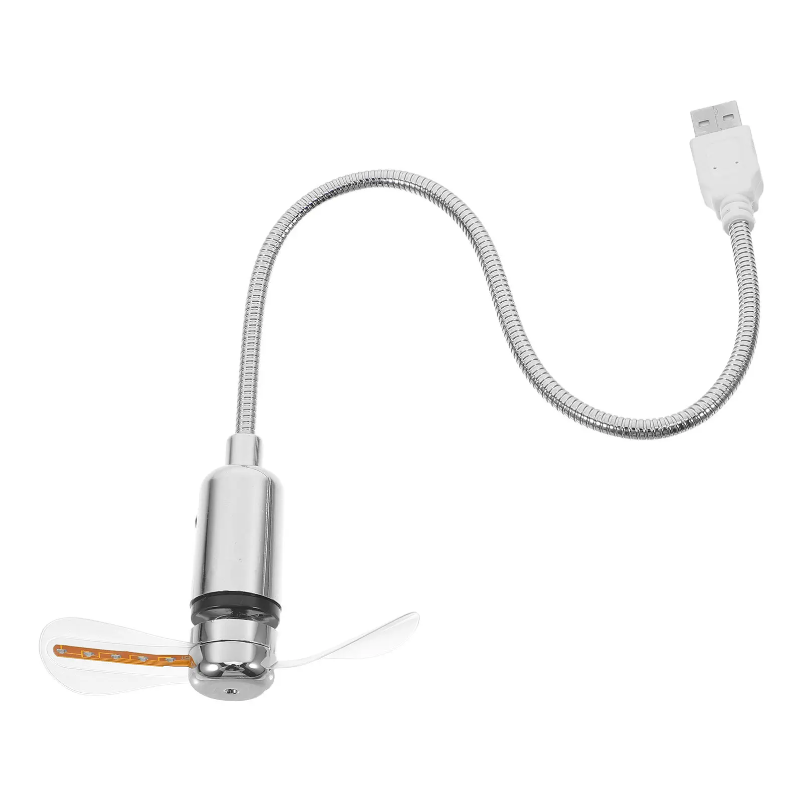 데스크탑 미니 USB 팬 실버 길이 41cm, 64가지 다채로운 회전 LED 패턴 탑재, 노트북 PC 냉각에 이상적인 USB LED 팬