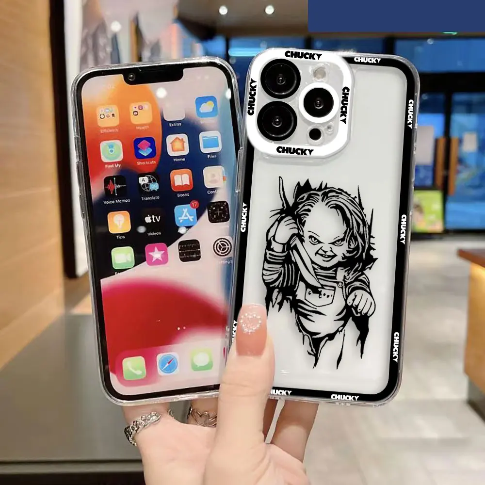 Cartoon Chucky Design Clear Phone Case Cover