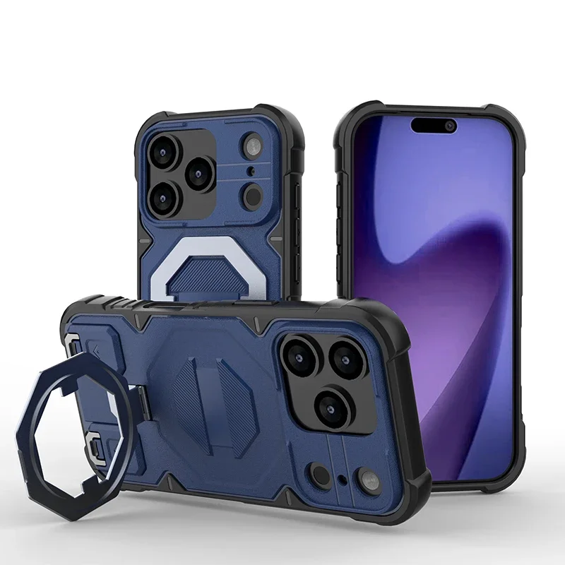 Enhanced Outdoor Sports Magnetic Metal Bracket Anti-Slip Protective Case with Lanyard