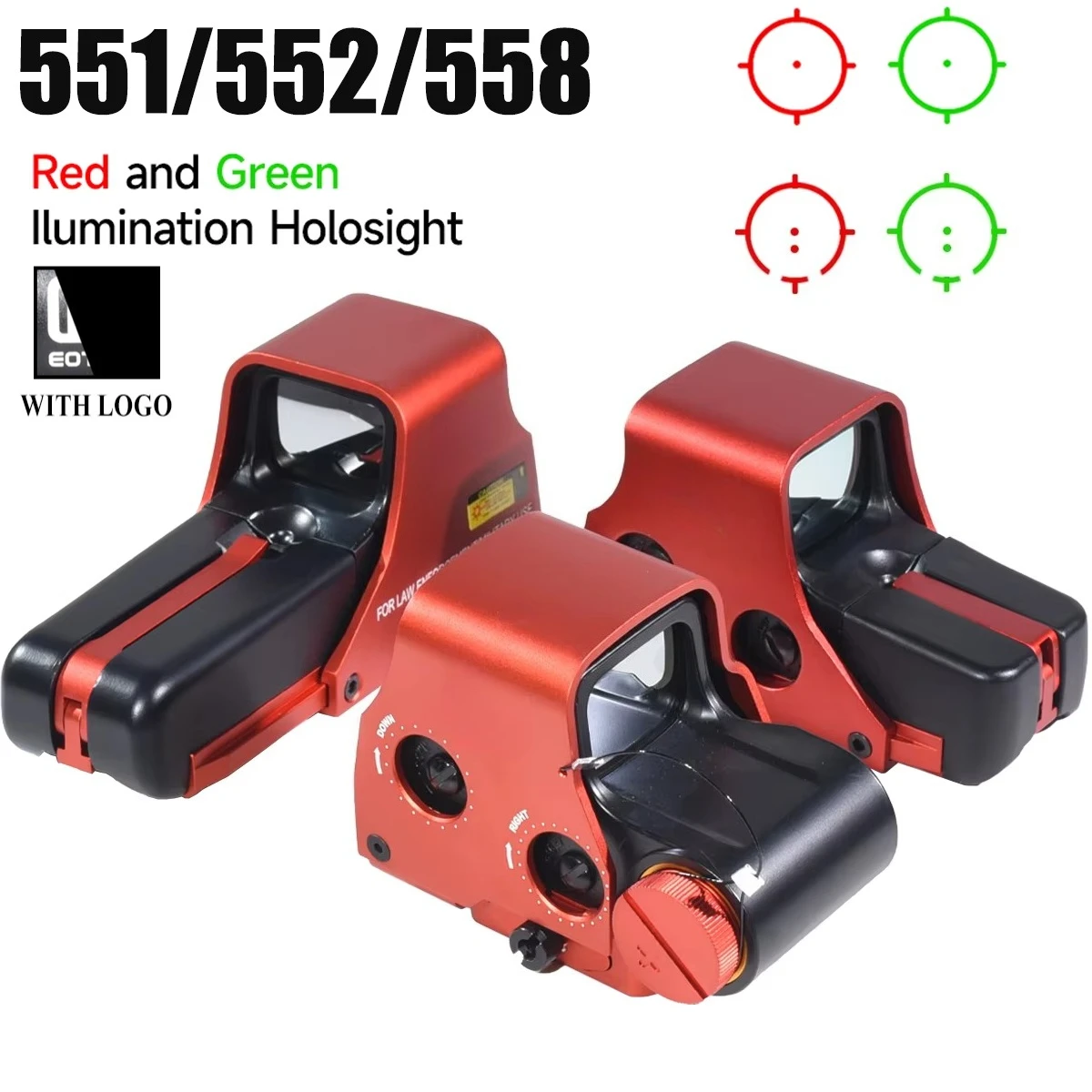 Eot*ch 551 552 558 Red Metal Sight Green Red Dot Optic Adjustable Brightness Reflex Hunting Airsoft Rifle Scope 20mm Rail Mount