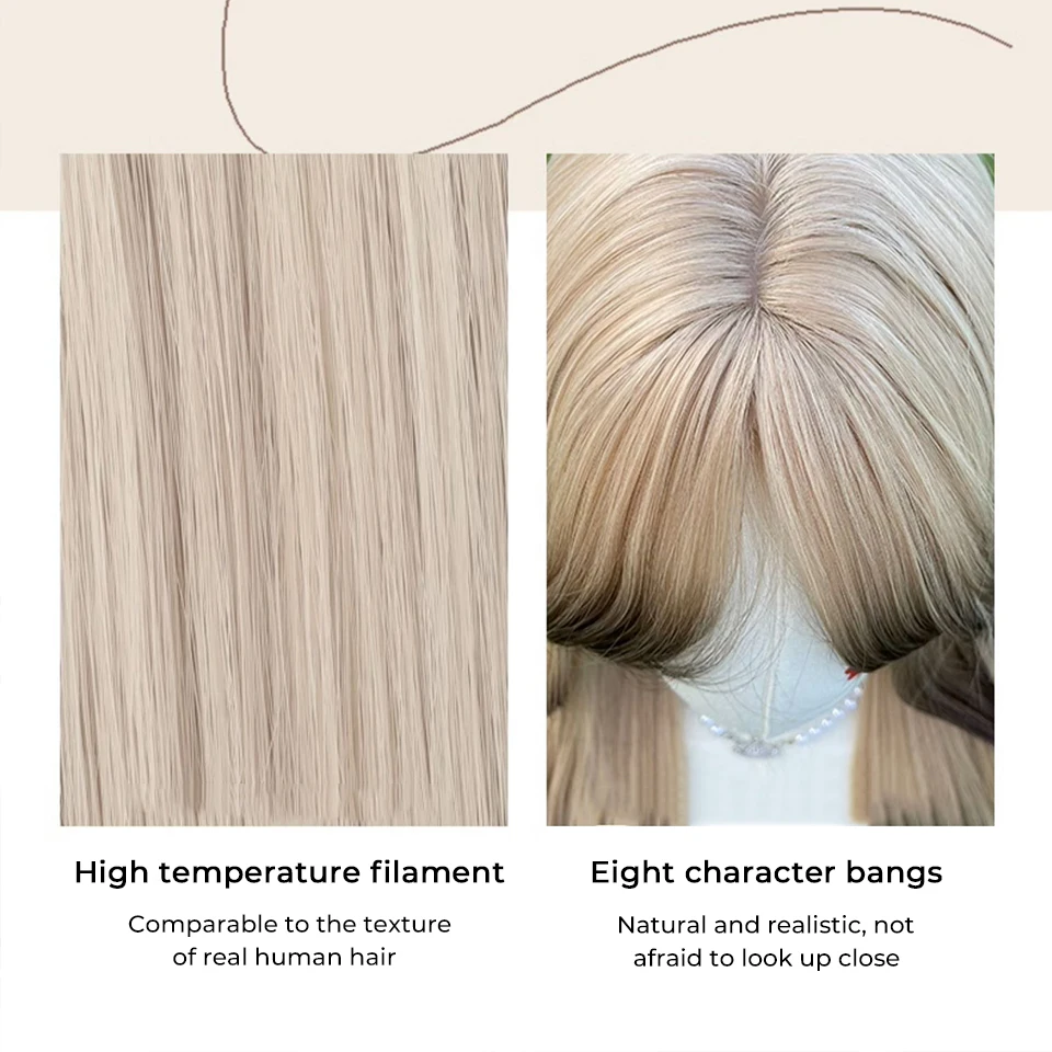 Synthetic Blonde Wavy Hair Wig for Women with Bangs