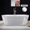 71 inch Acrylic Freestanding Bathtub Contemporary Soaking White Tub with Chrome Overflow and Drain easy maintenance 2