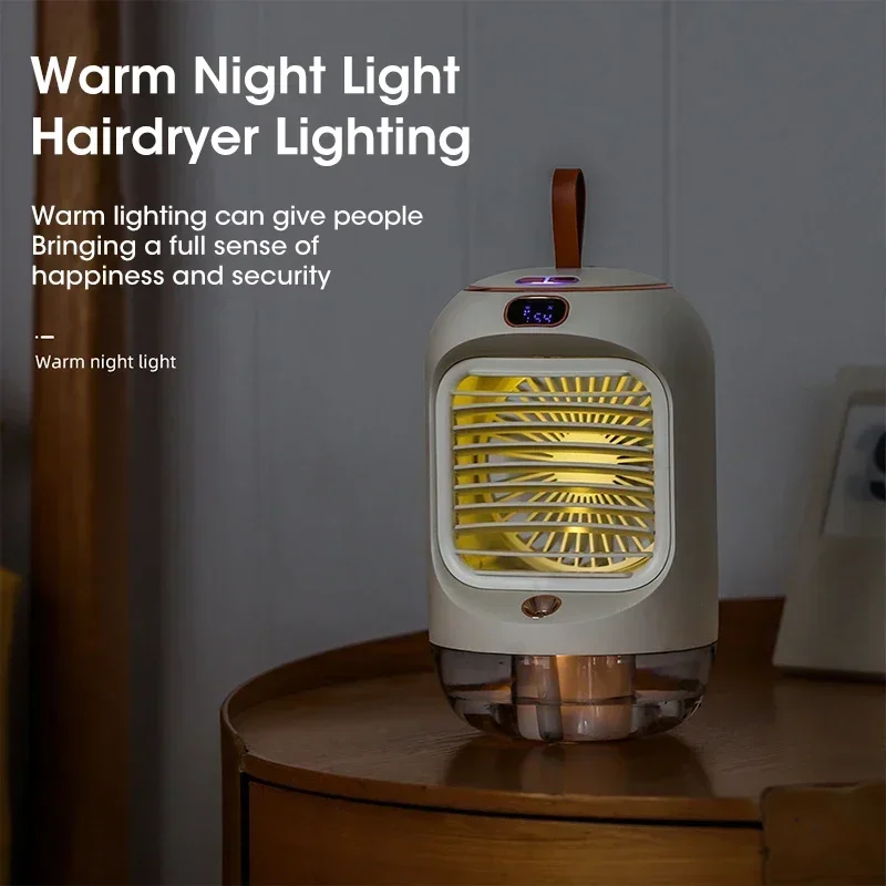 Portable USB 4000mAh Air Cooler Fan 3-in-1 Humidifier Quiet Night Light for Home Office Bedroom