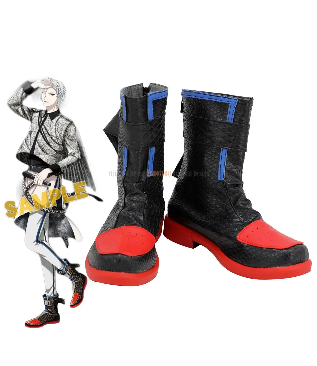 

IDOLiSH7 i7 Gaku Yaotome Cosplay Boots Black Customized Shoes for Boys and Girls