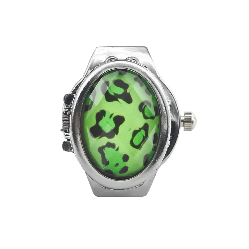 New Gem Flower Clamshell White Dial Can See The Time Finger Watch Casual Fashion Ring Watch