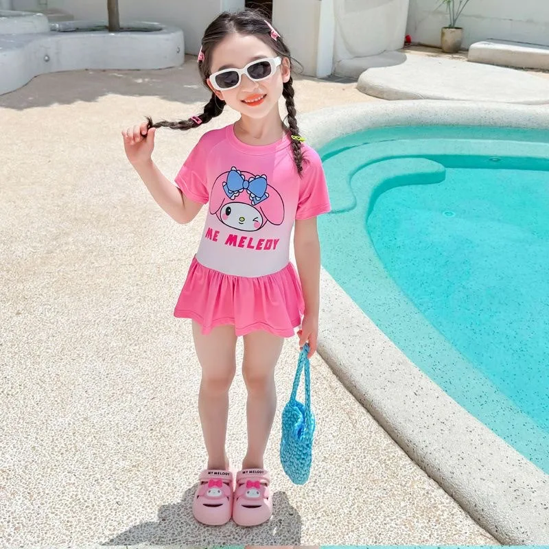 Traje de baño de una pieza de verano para niñas con dibujos animados de