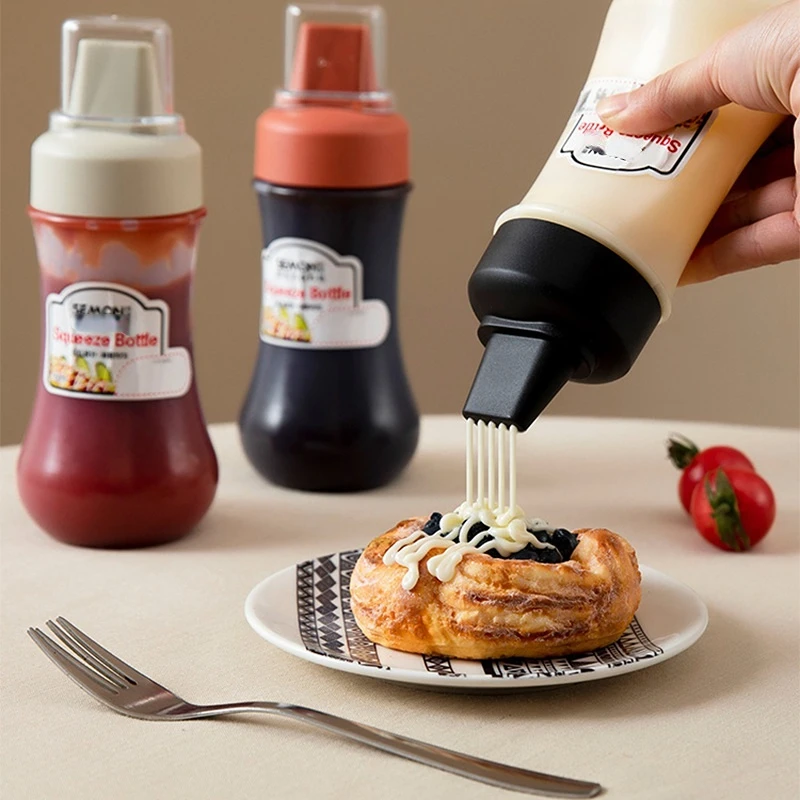 350ml Leak-Proof 5-Hole Sauce Squeeze Bottle for Restaurant Kitchen-Perfect for Mayonnaise Dispensing and Cooking Tools