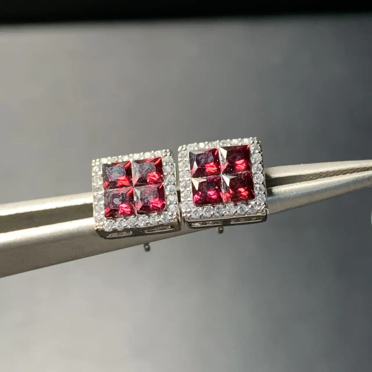 Natural Garnet 925 Sterling Silver Stud Earrings for women Jewelry Gift Prevent allergy gem jewelry Genuine Red Stone