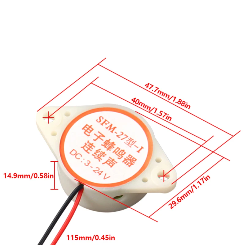 1Pc with high quality Alarm Ringer Continous Sound DC3v-24v Buzzer Electromagnetic SFM-27