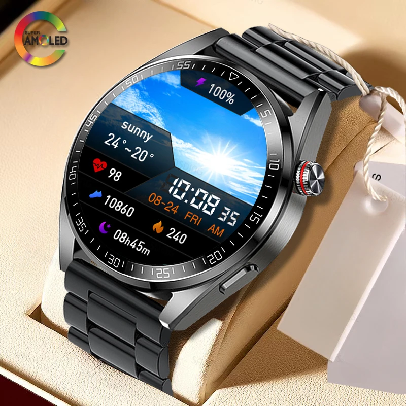 

New 8G RAM 454*454 HD Screen Men Smart Watch Always Display The Time Bluetooth Call Local Music Smartwatch For Android ios Clock