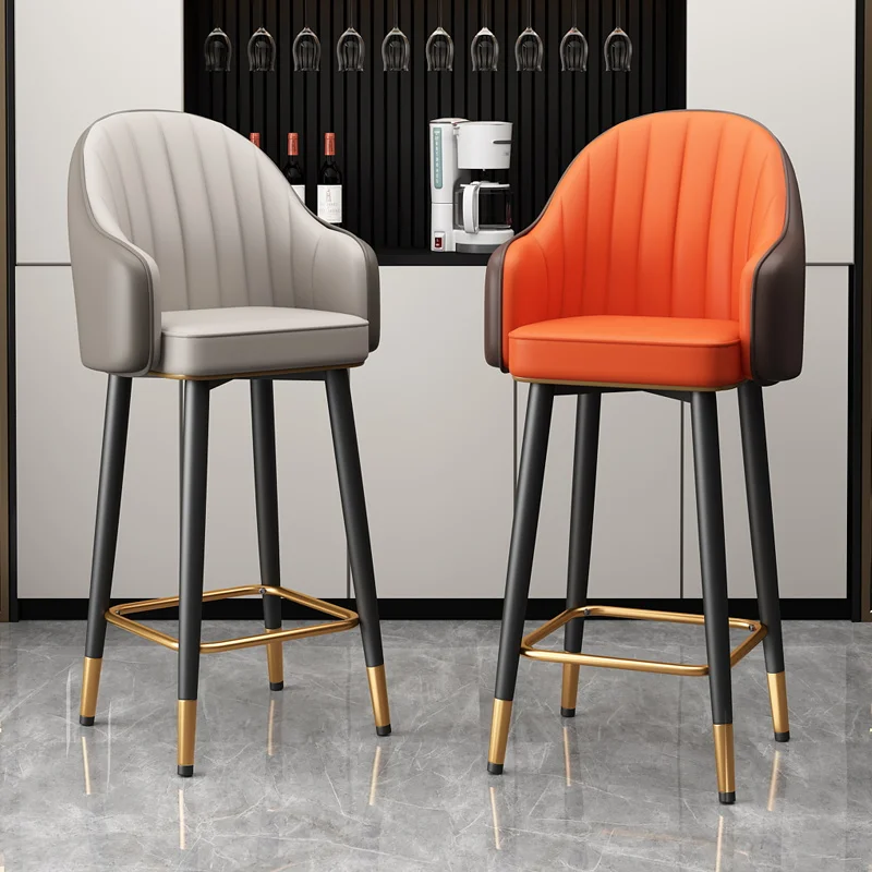 

Design Salon Bar Stools Nordic Manicure Office Leather High Bench Modern Rotating Retro Taburetes De Bar Silla Luxury Furniture