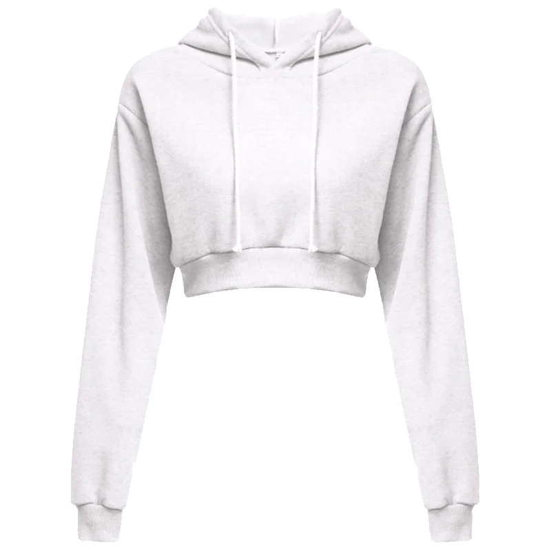 thumbnail image 1 of Sudadera corta con capucha para mujer, suéter corto de manga larga, informal, Sexy, 1 of 3
