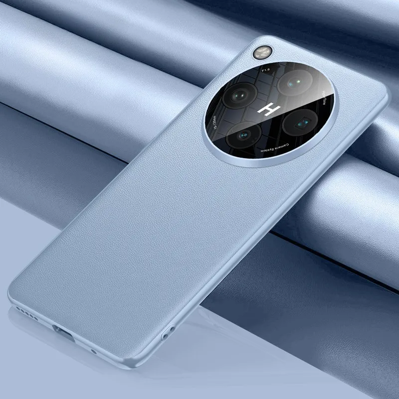 ELVEV Ultra-Thin PU Leather & Silicone Protective Back Cover with Metal Lens Guard