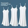 Ice Silk Camisole Dress Women Summer Thin Inner Wear Loose A- Line Midi Skirt Underdress Solid Color round Neck Sleeveless Gown