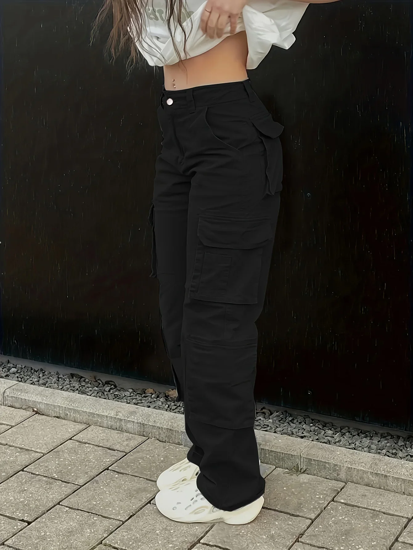 Y2K women's street hip-hop style high waisted fashionable trend workwear denim pants casual pants