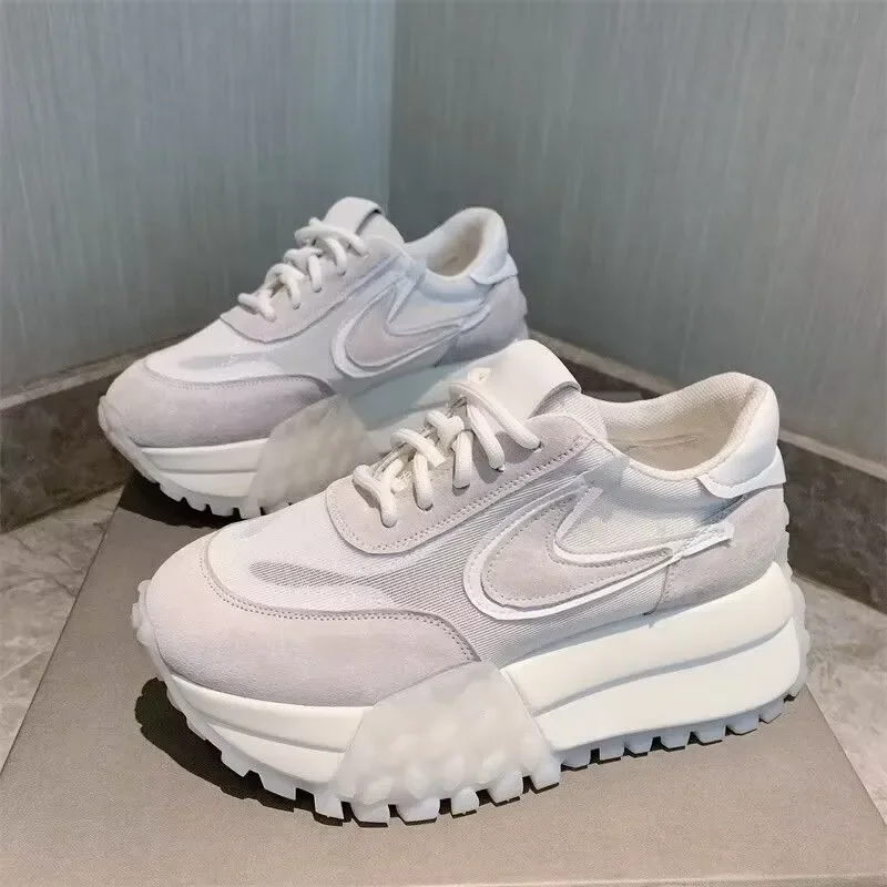 Женские кроссовки 2024, однотонная повседневная обувь на танкетке, женские кроссовки, женская обувь для бега, женские кроссовки на шнуровке, женские кроссовки